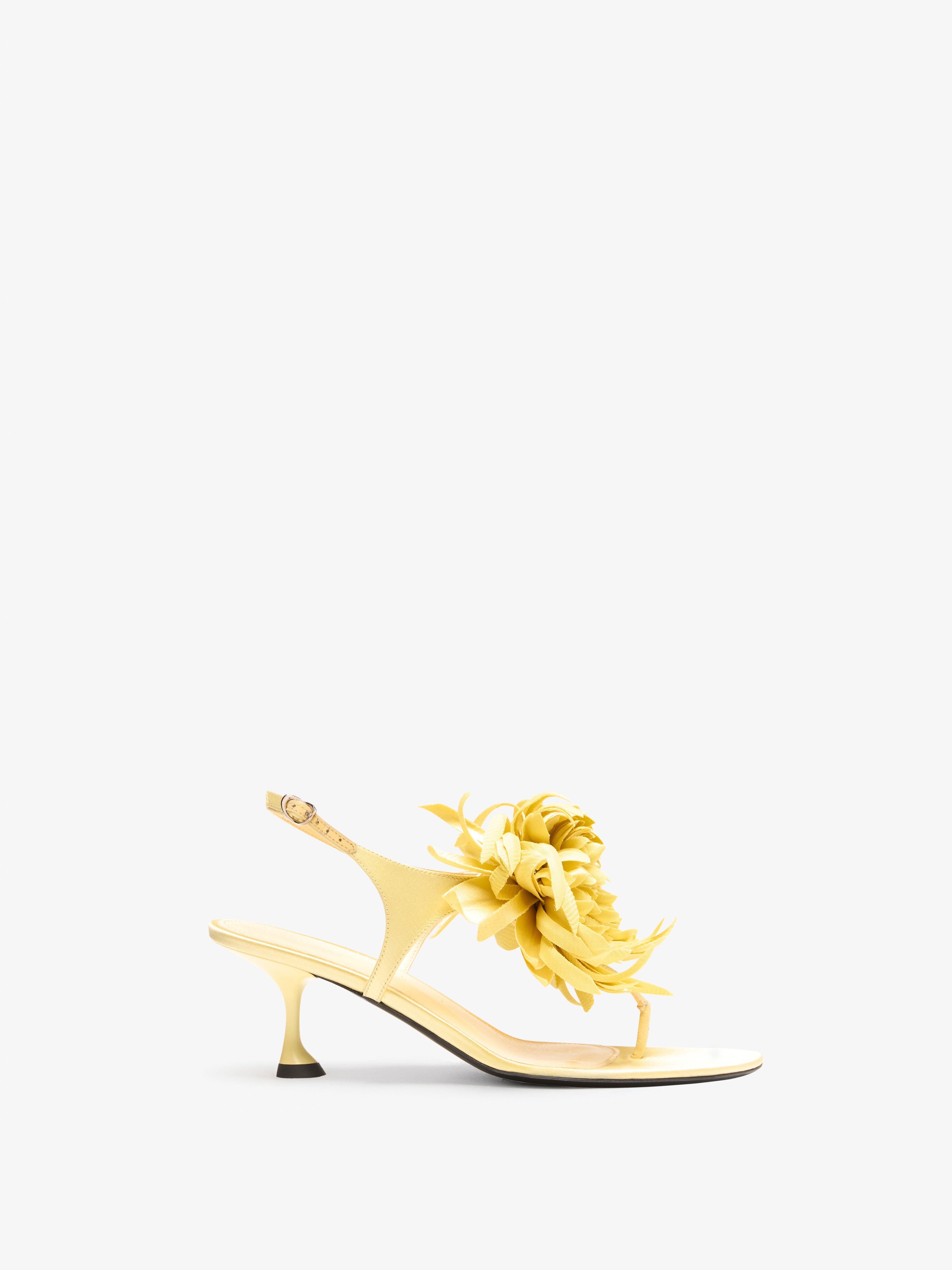 Proenza Schouler Tee Thong Flower Sandals in Satin - Citrus | Proenza Schouler Official Site