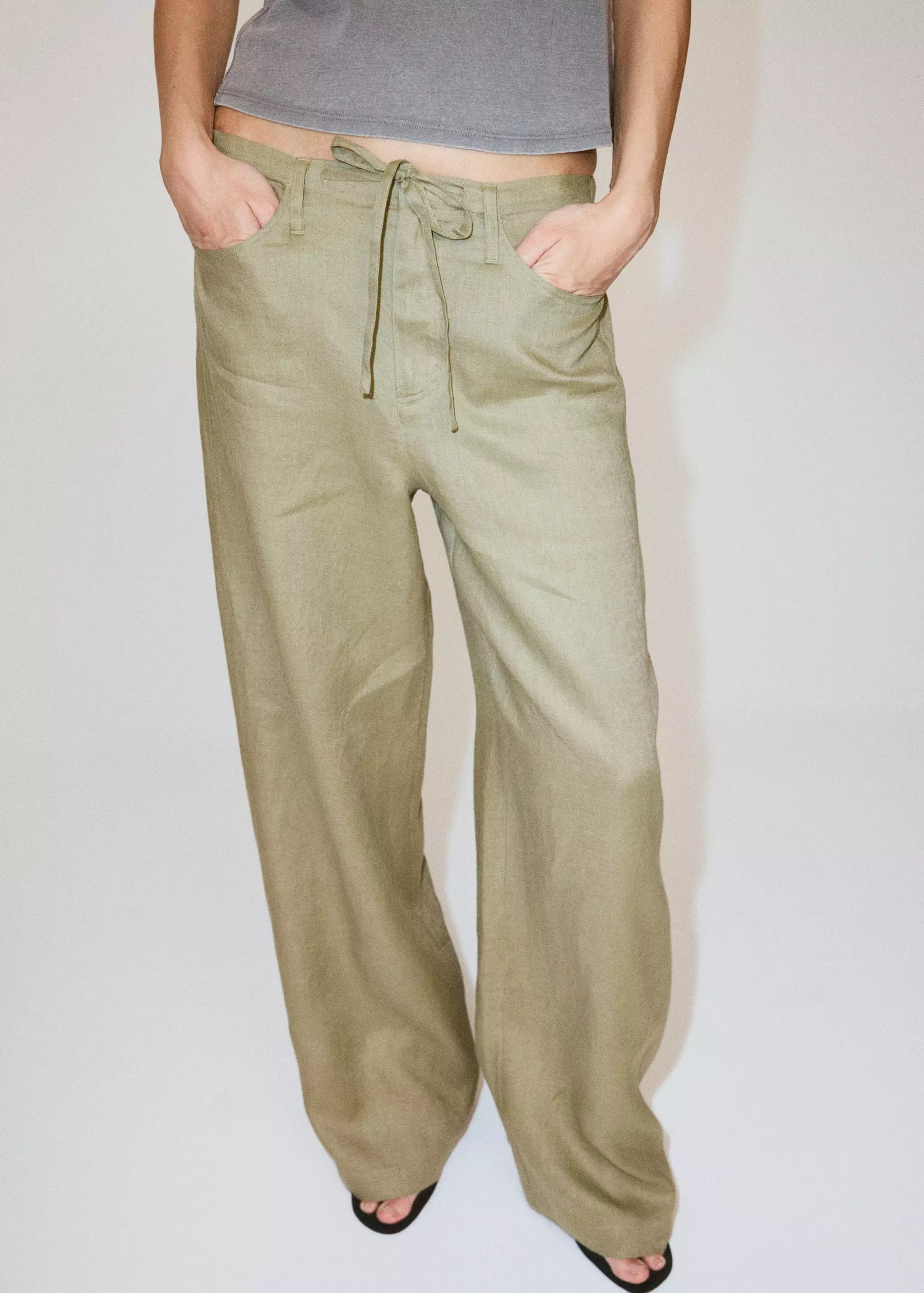 Bow Linen Trousers - Women | Mango United Kingdom