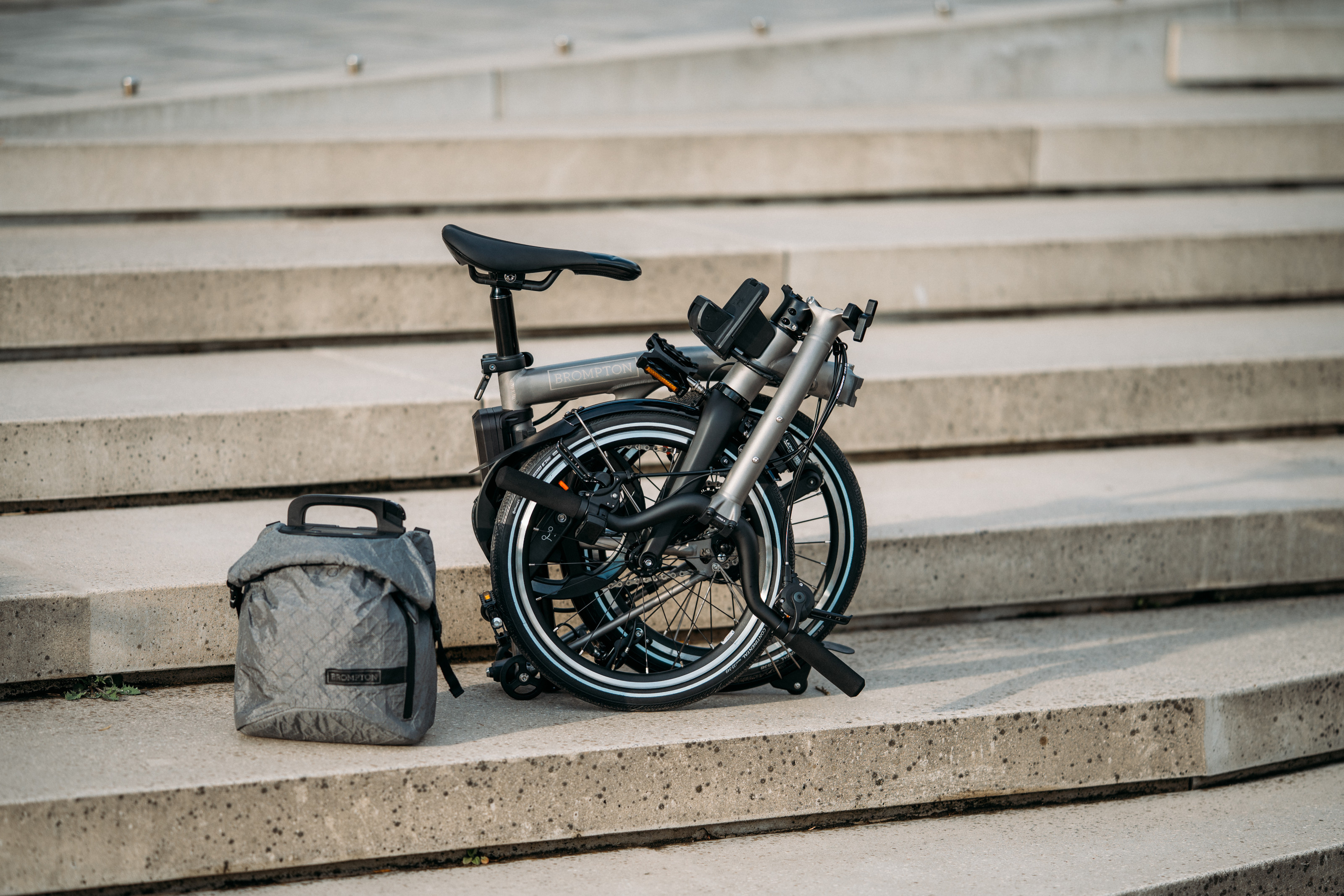 Brompton Electric T Line packed down