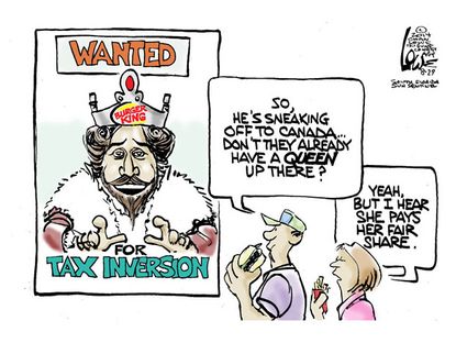 Editorial cartoon business Burger King tax