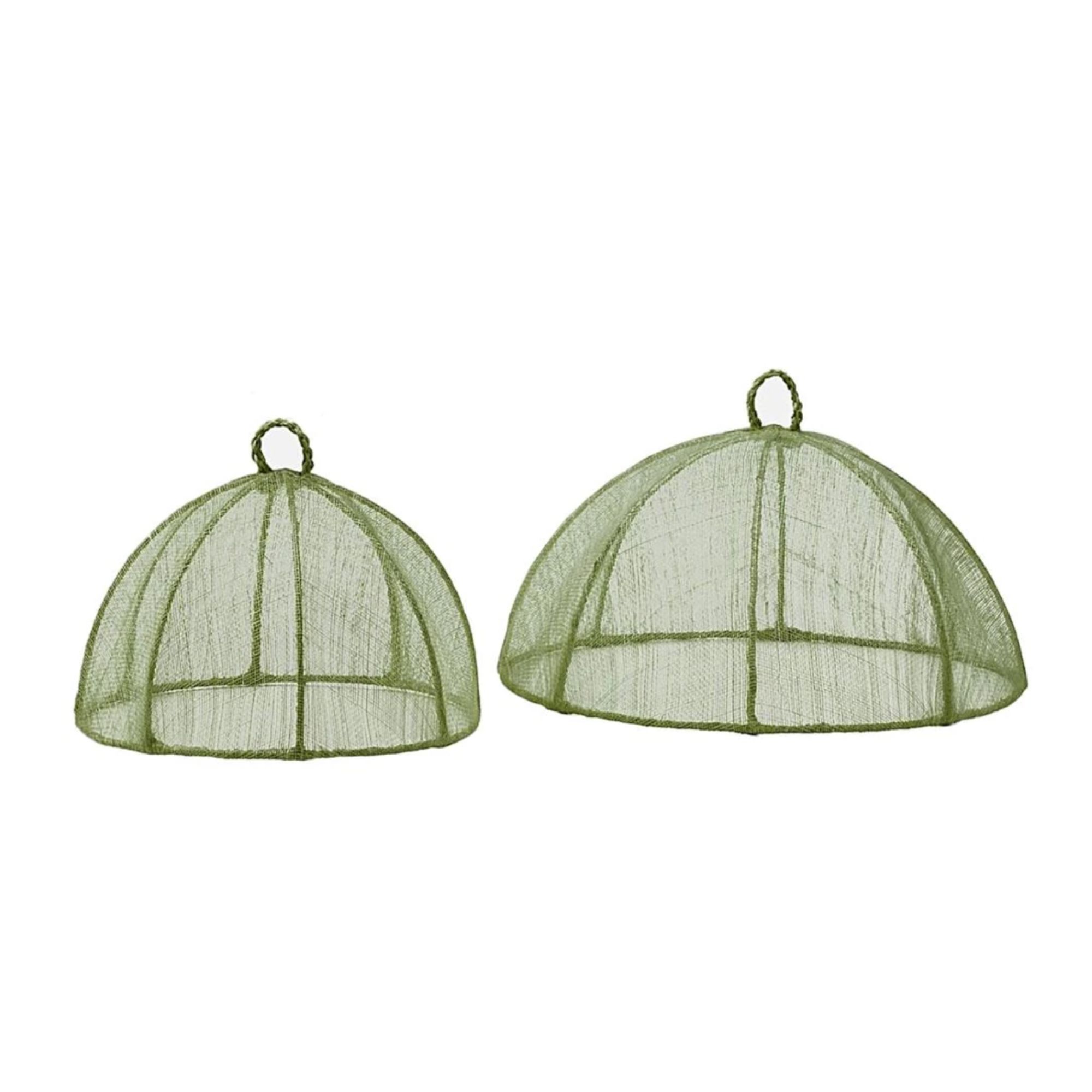 Pair of green woven food covers