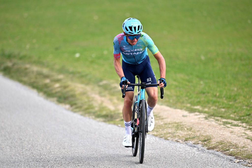 GUILHERANDGRANGES FRANCE MARCH 01 Lorenzo Fortunato of Italy and Team XDS Astana competes in the breakaway during the 25th FaunArdeche Classic 2025 a 1659km one day race from GuilherandGranges to GuilherandGranges on March 01 2025 in GuilherandGranges France Photo by Billy CeustersGetty Images