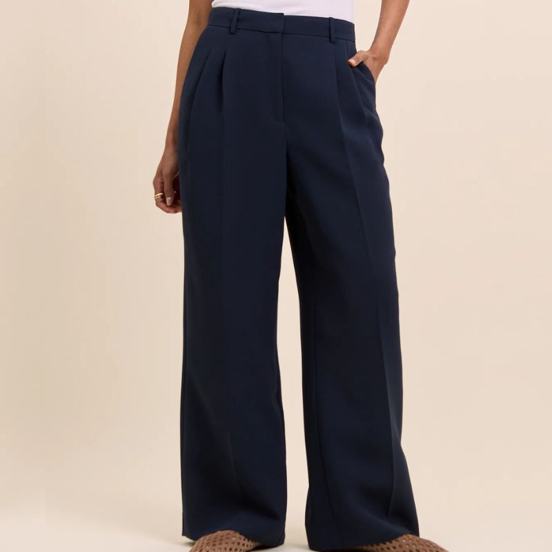 Nobody's Child, navy wide leg tailored trousers
