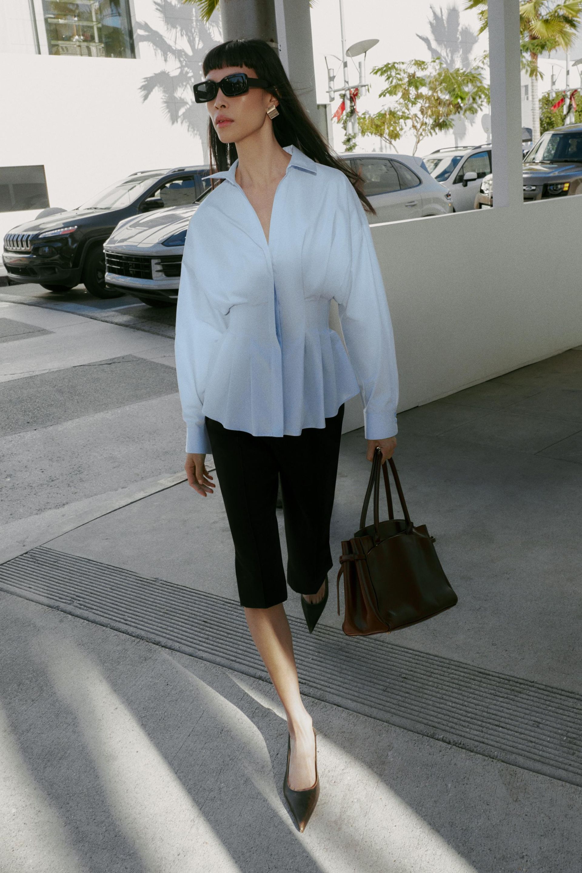 Poplin Shirt With Pleats
