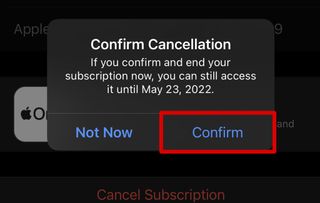 Cancel App Store Subscriptions Confirm