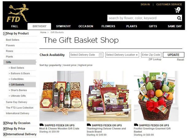Though FTD is mainly known for flower arrangements, this company also has a selection of gift baskets.