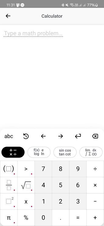 Photomath interface for solving math problems