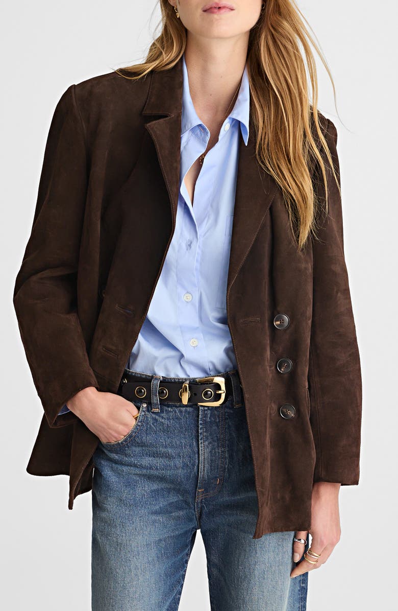 Double-Breasted Suede Blazer