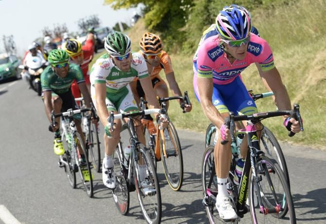 Przemyslaw Niemiec (Lampre-Merida) at the head of the early break