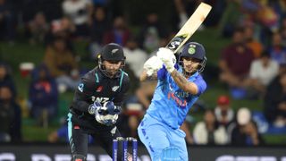 India's Ishan Kishan bats watched by New Zealands Devon Conway ahead of the India vs New Zealand Twenty20 clash this weekend.