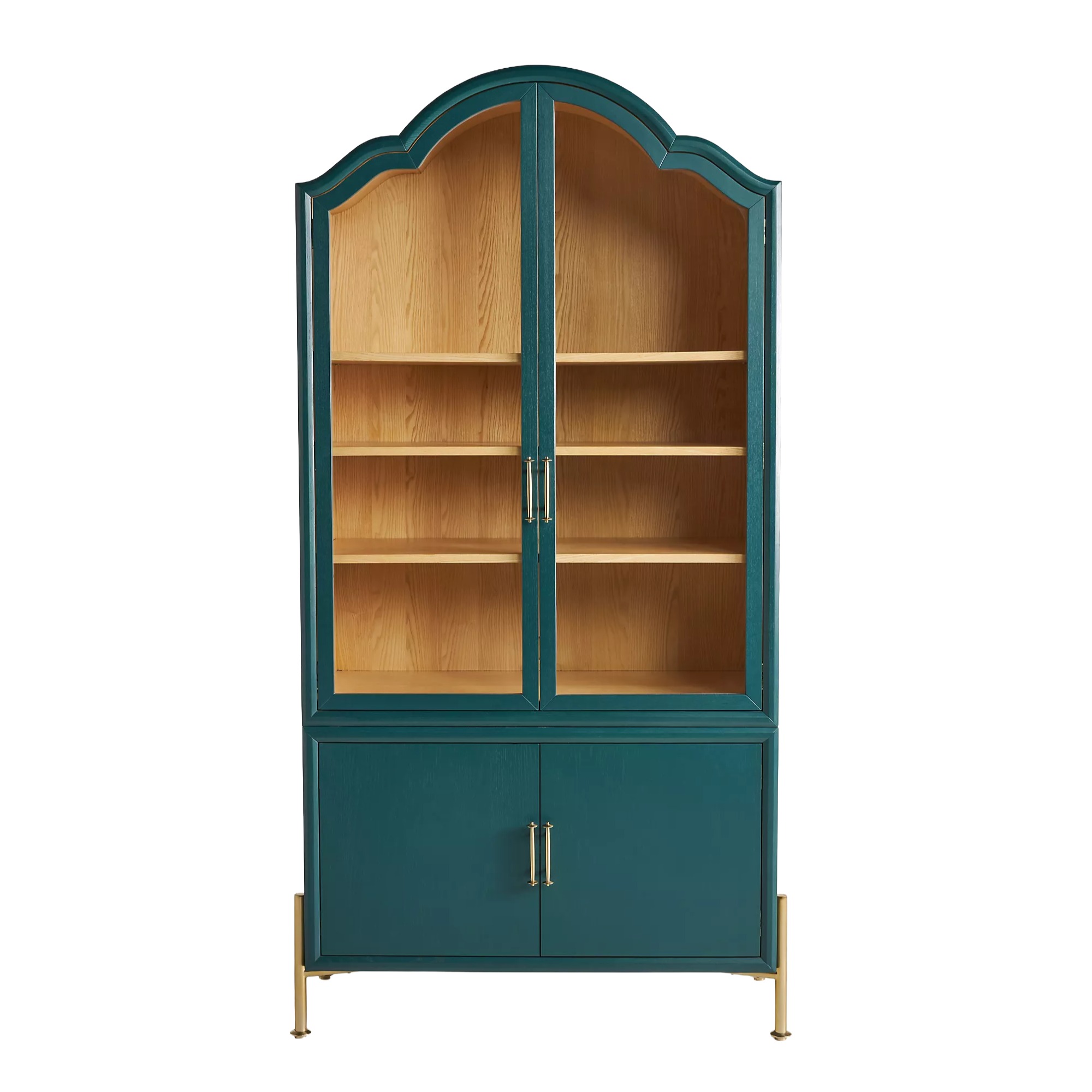 Livia glass and wood storage hutch in teal, $2,498 at Anthropologie
