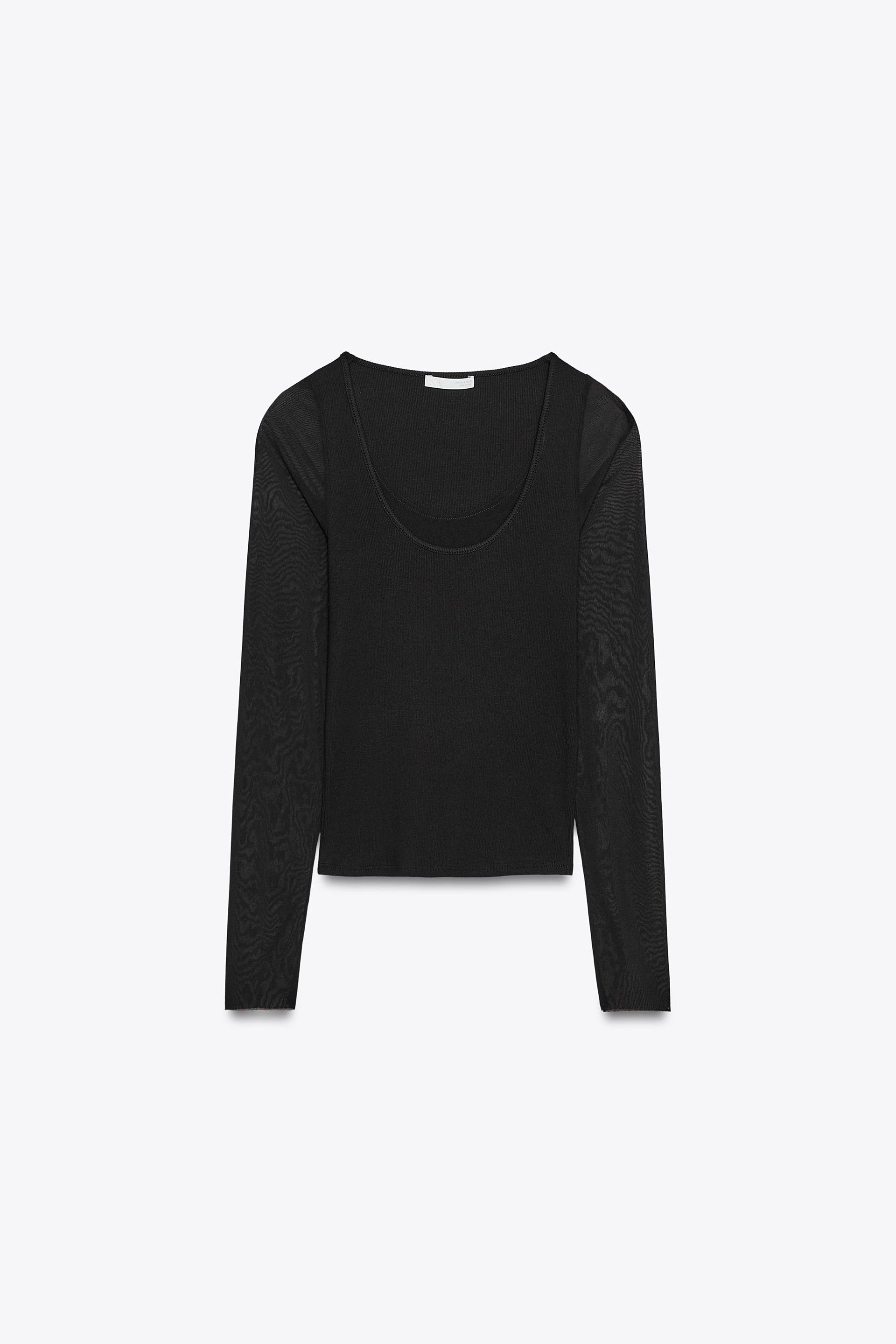 Semi-Sheer Combination T-Shirt