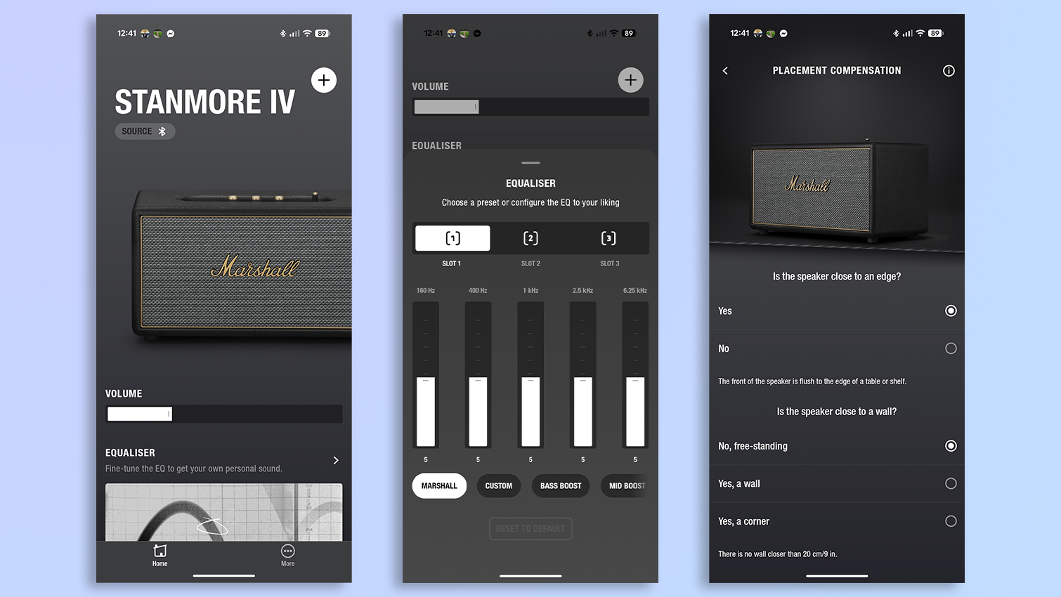 Marshall Bluetooth app screenshots