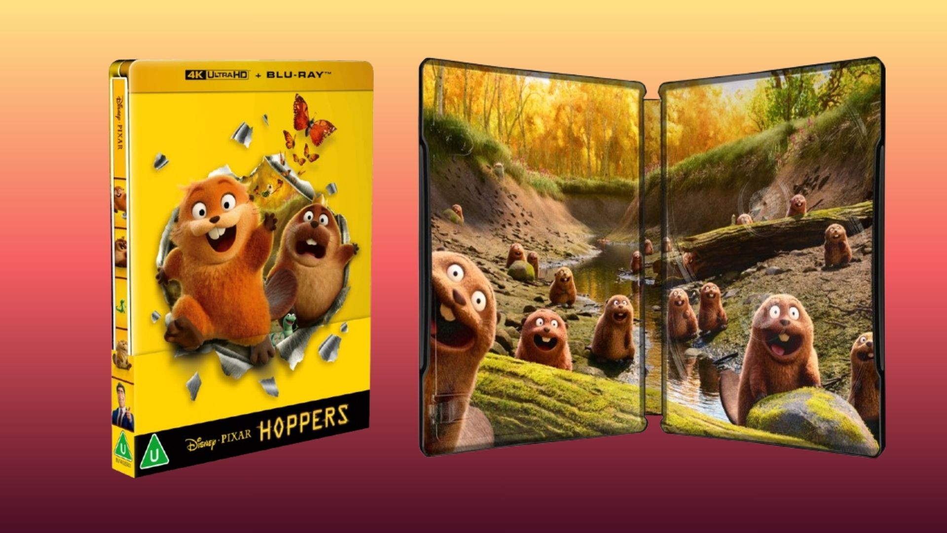 Hoppers 4K Blu-ray on a red/orange background.