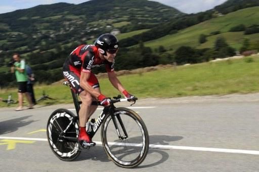 Cadel Evans (BMC) rides to the overall victory in the Tour de France.