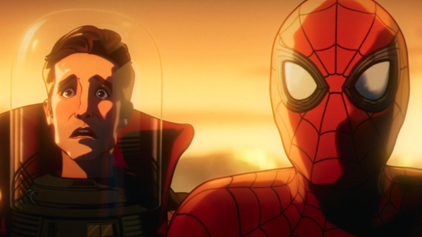 Scott Lang&#039;s head in a jar and Spider-Man next to him both looking shocked in Marvel Zombies