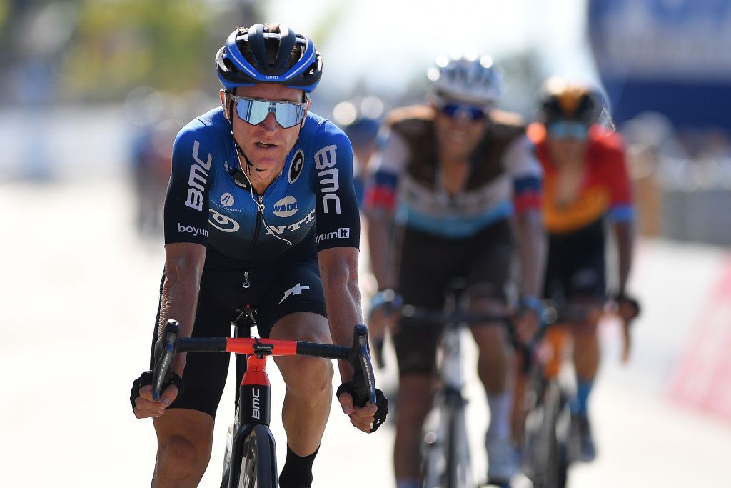 LORETO ITALY SEPTEMBER 13 Arrival Enrico Gasparotto of Switzerland and Team NTT Pro Cycling during the 55th TirrenoAdriatico 2020 Stage 7 a 181km stage from Pieve Torina to Loreto 114m TirrenAdriatico on September 13 2020 in Loreto Italy Photo by Justin SetterfieldGetty Images