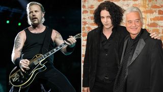 James Hetfield performs onstage (left), Jack White and Jimmy Page