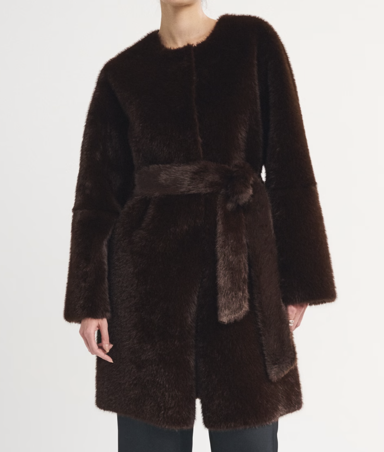 Abercrombie &amp; Fitch, Reversible Collarless Mid-Length Faux Fur Shearling Coat (Was $170)