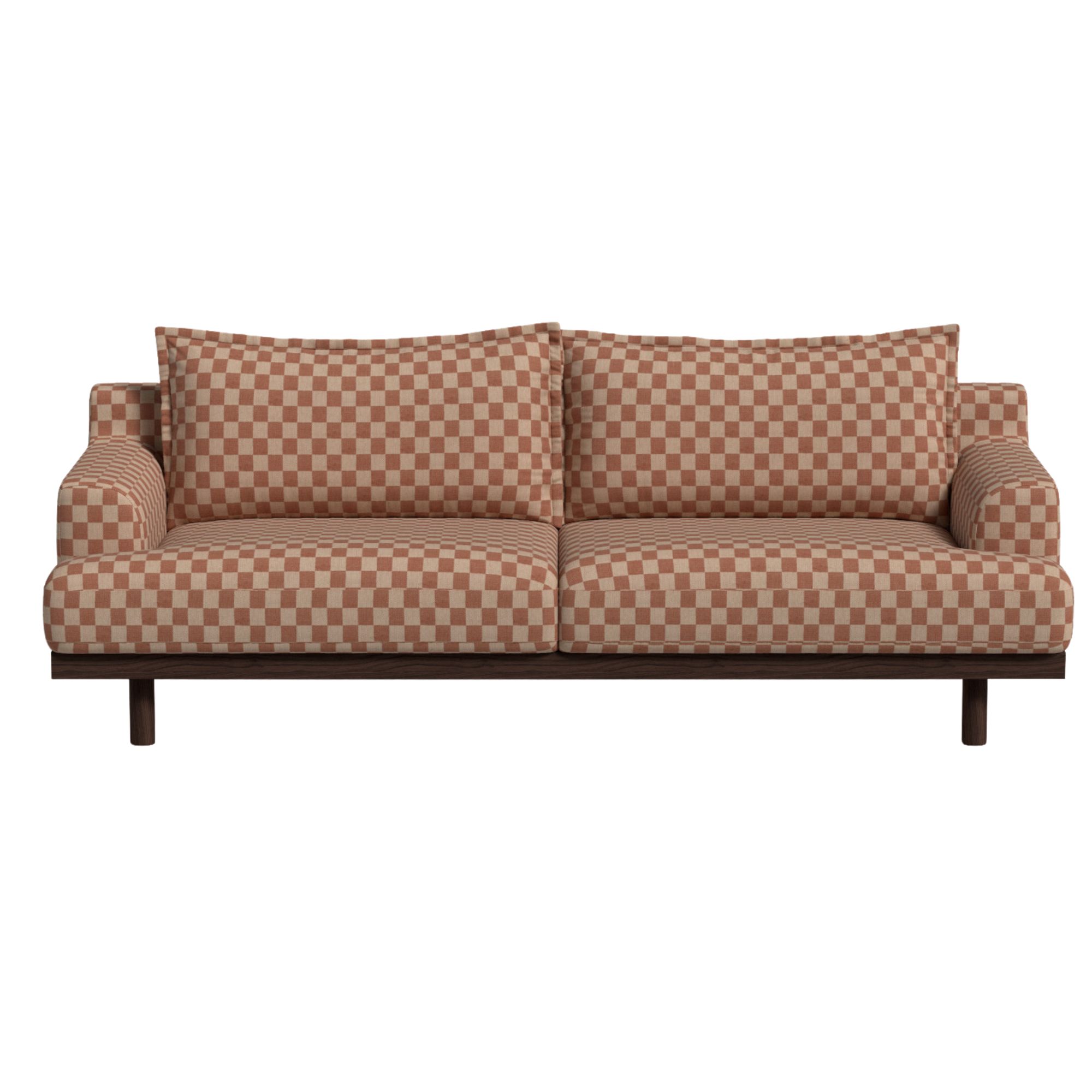 Harlow medium sofa by made in Blenets check mini Terracotta Orange by Harlequin 