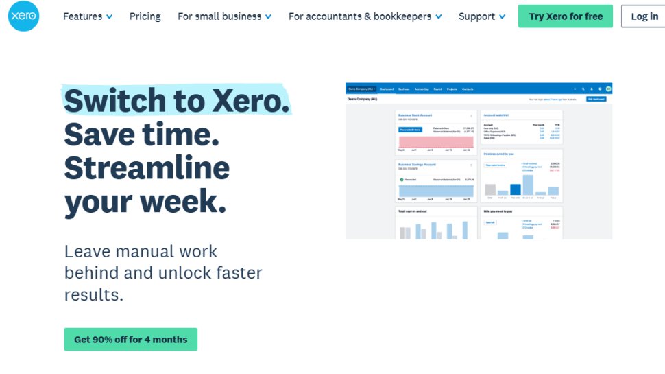 Website screenshot of Xero (October, 2025)