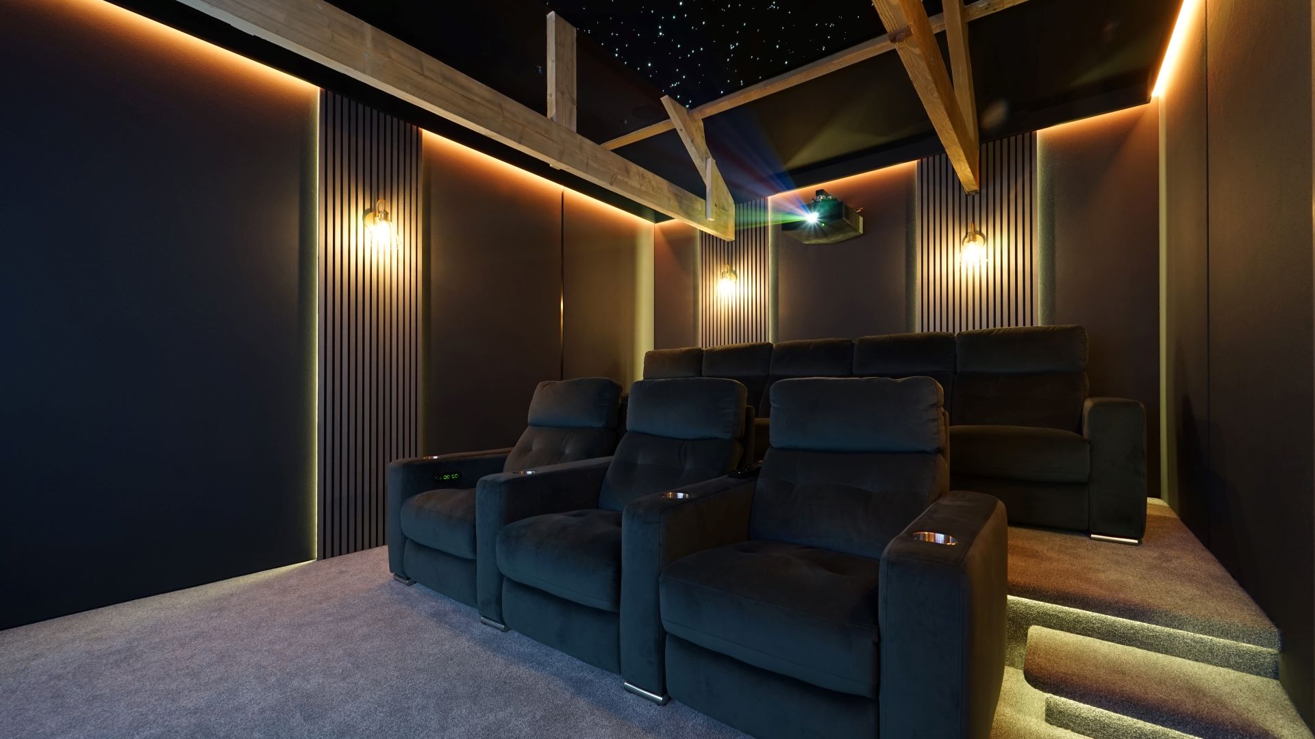 Home theater space showing comfortable seating