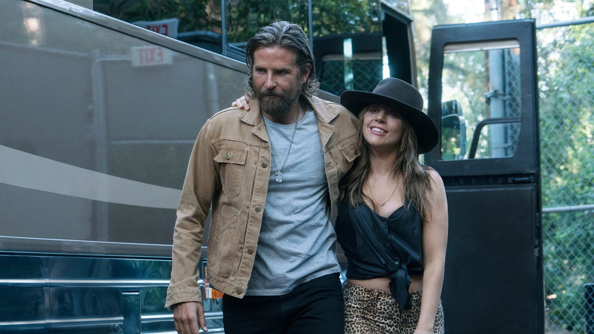 Jackson and Ally put their arms around each other in 2018's A Star Is Born remake