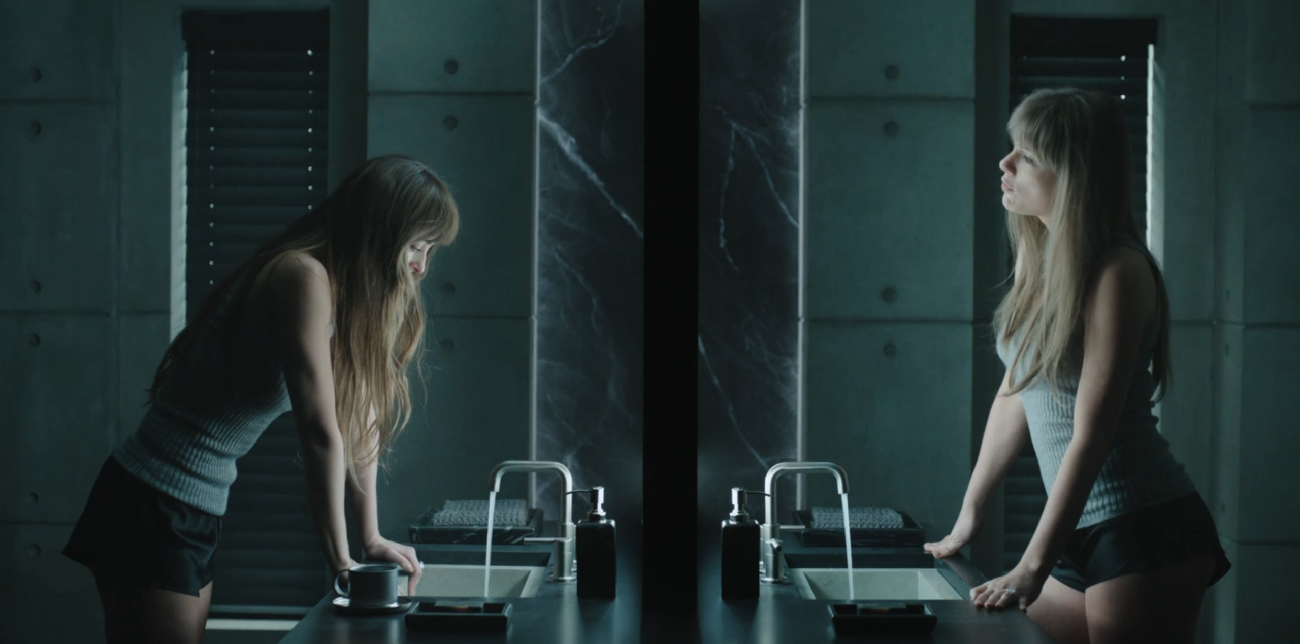 Taylor Swift and Dakota Johnson outfits in the "Patient Zero" music video