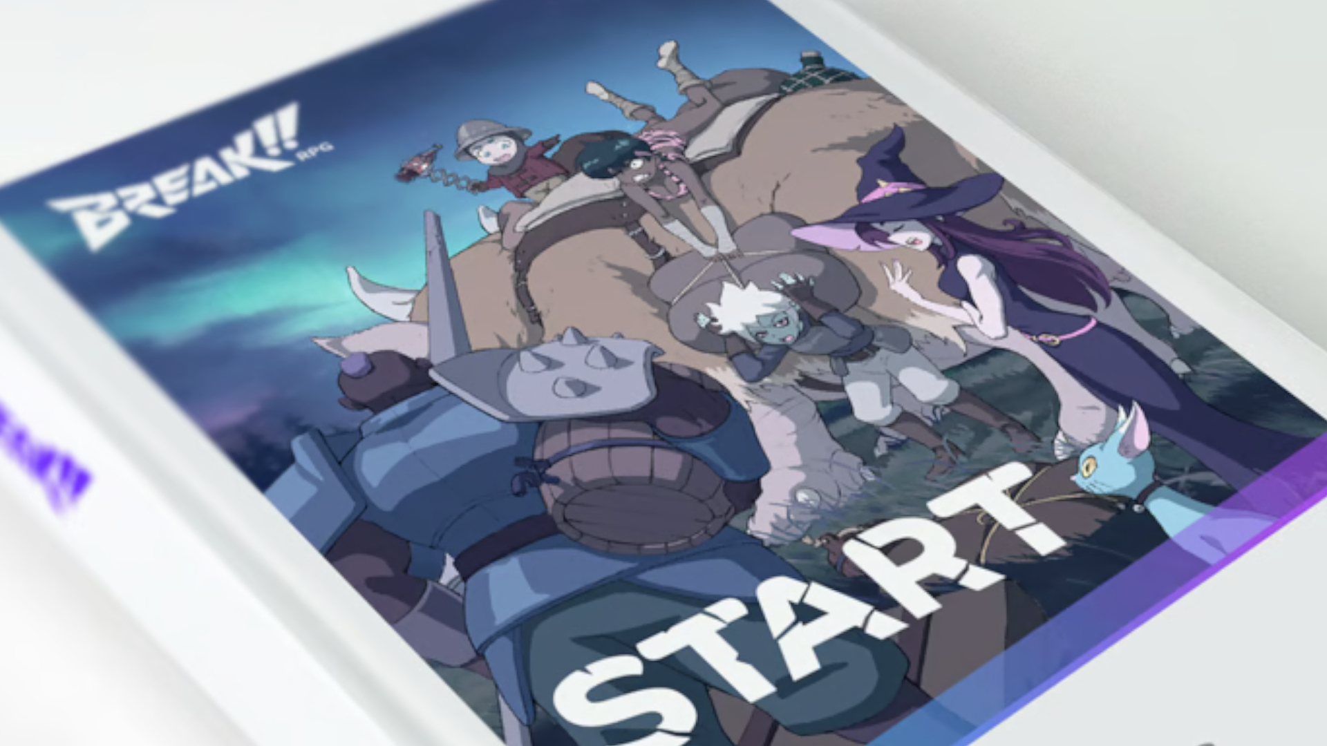 The Cover of START, showing a group of adventurers hauling items on a the back of a large beast