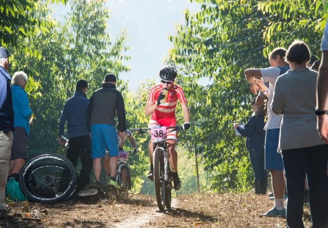 With the crowd's egging her on Denmark's Annika Langvad powered to victory in the women's race of the UCI MTB Marathon World Championships on Sunday.