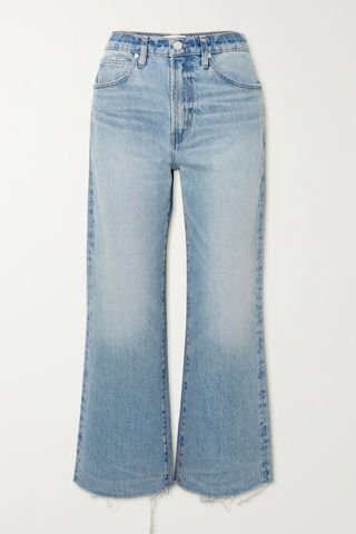 + Net Sustain the Relaxed Frayed High-Rise Straight-Leg Jeans