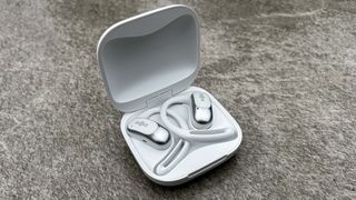 Shokz OpenFit Air in the charging case