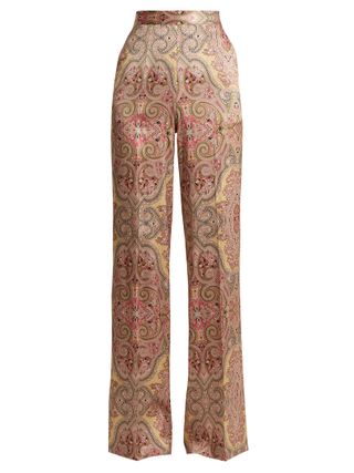Etro Paisley-Print Wide-Leg Stretch-Silk Trousers, £580, matchesfashion.com