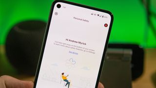 Google Personal Safety app on a Pixel 4a