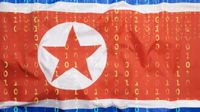 North Korean flag with binary digits 