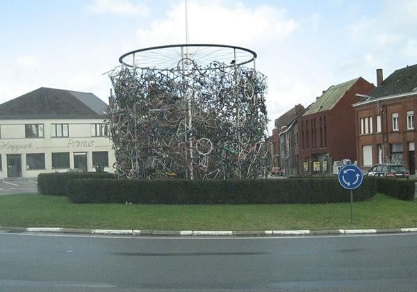 A unique sculpture crafted with bikes
