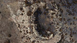 A secondary impact crater discovered in southeast Wyoming. 