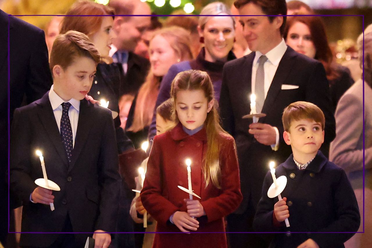 Prince George of Wales (L), Britain&#039;s Princess Charlotte of Wales (C) and Britain&#039;s Prince Louis of Wales (R) attend the &quot;Together At Christmas&quot; Carol Service&quot; at Westminster Abbey in London on December 8, 2023