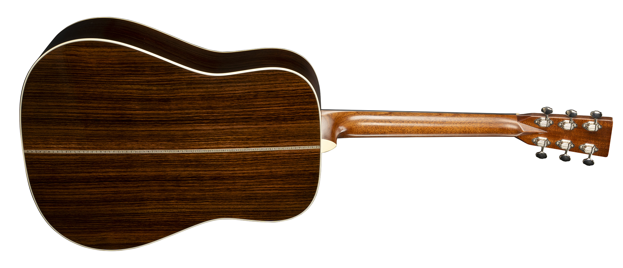 A photo showing the back of the Martin D-28 Billy Strings acoustic