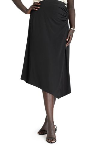 Asymmetric Hem Midi Skirt