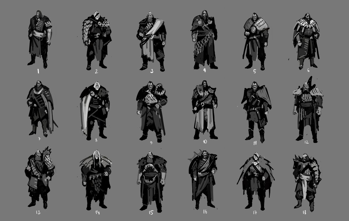 Concept art of bird people for a video game