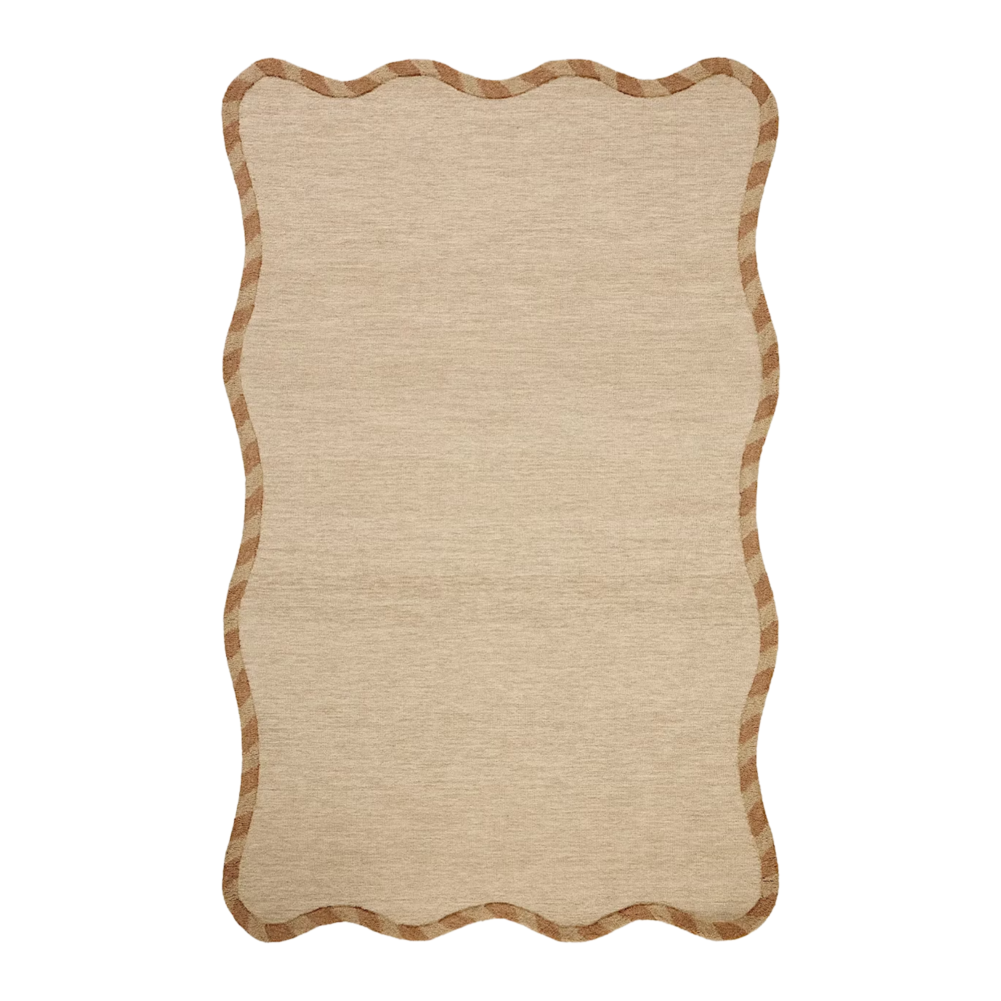 a rug with a wavy exterior edge 
