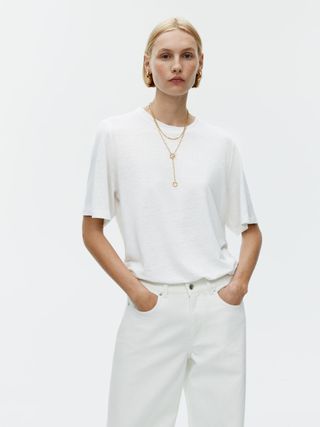 Oversized Linen-Blend T-Shirt