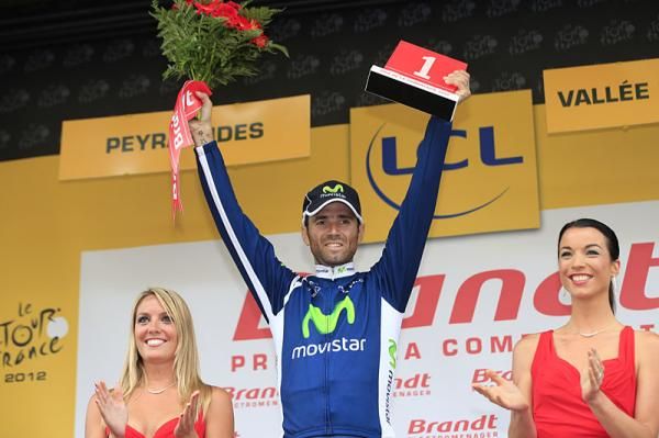 Alejandro Valverde (Movistar) on the podium