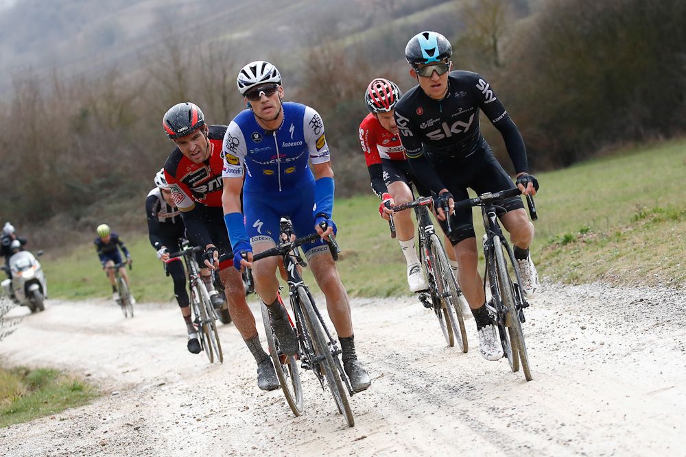 Zdenek Stybar (QuickStep - Floors), Michal Kwiatkowski (Team Sky) and Greg Van Avermaet (BMC)