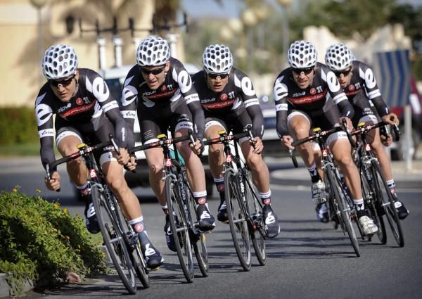 Cerv&eacute;lo during their ride. They were penalised for pushing during the stage.