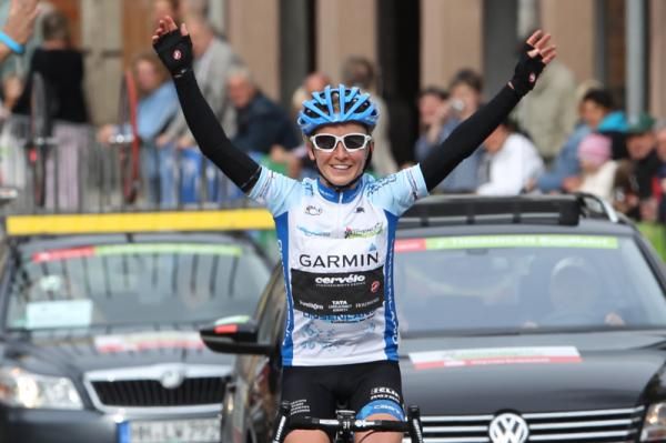 A happy win for Emma Pooley (Garmin-Cervelo)