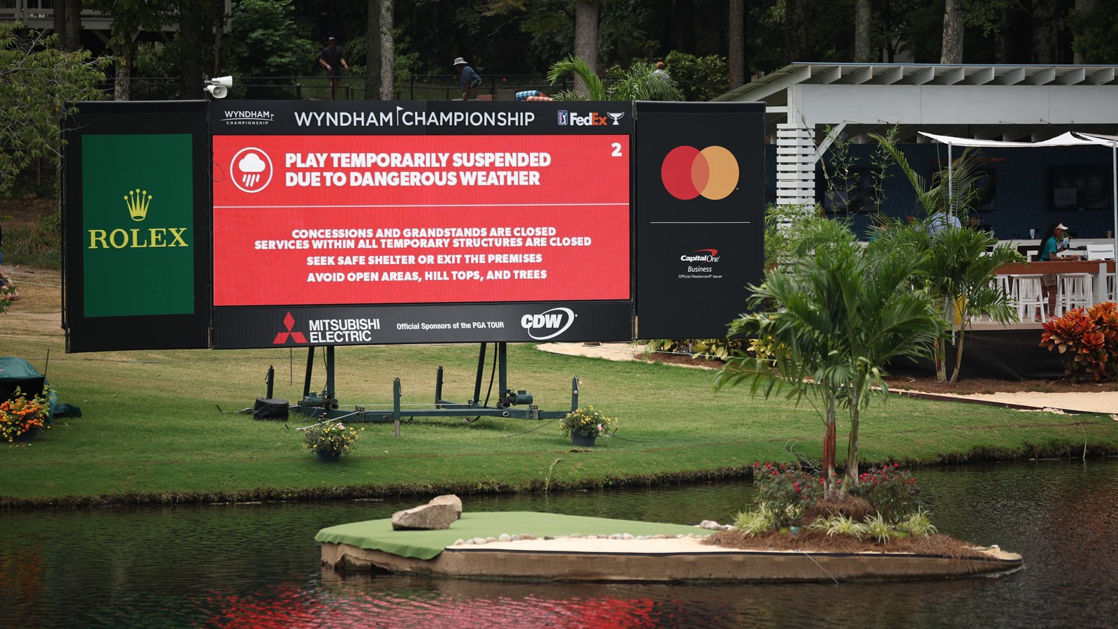 A sign during the Wyndham Championship