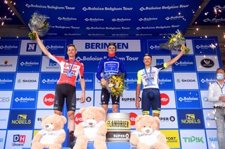 Mauro Schmid atop the podium of the 2022 Baloise Belgium Tour