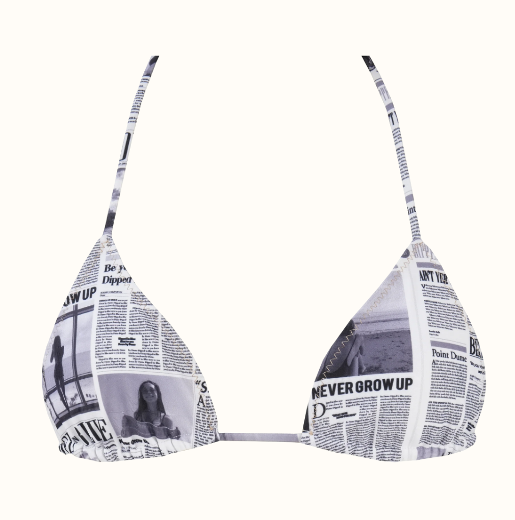 Dipped In Blue Bikinis, Billie Top Old News Print